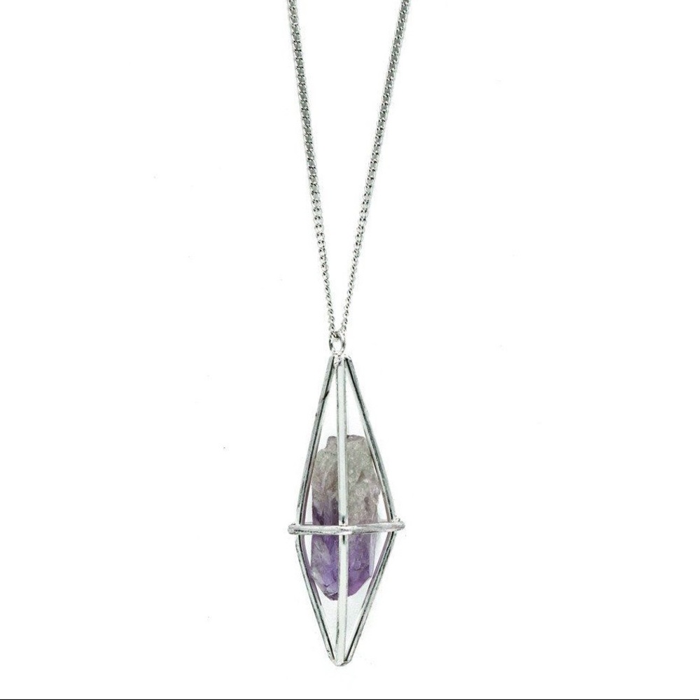 Crystal Wolf Amethyst Necklace
